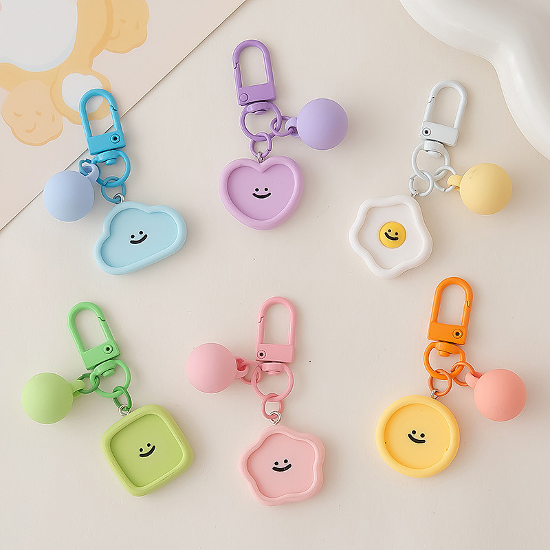 Ins Macaron Smiley Face Keychain Resin Cute Cloud Flower Pendant Girl Bag Charm Gift Accessory