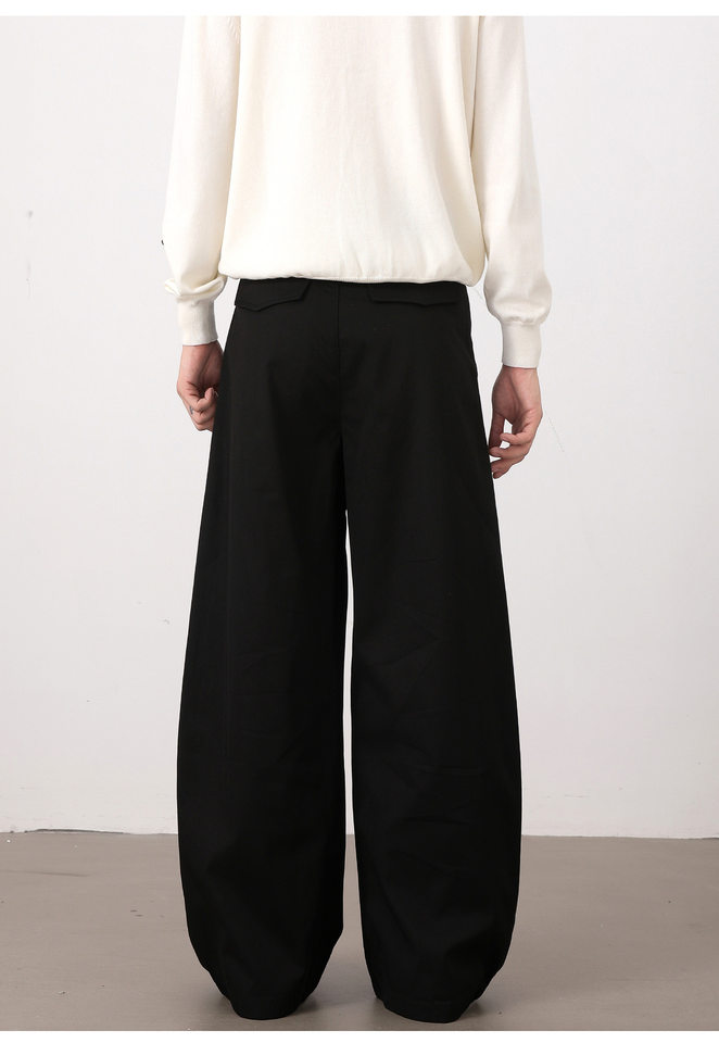 Quần tây nam dáng chữ A xếp ly đôi form rộng rủ, phong cách công sở casual — Màu kaki, Màu trắng, màu đen chi tiết 8