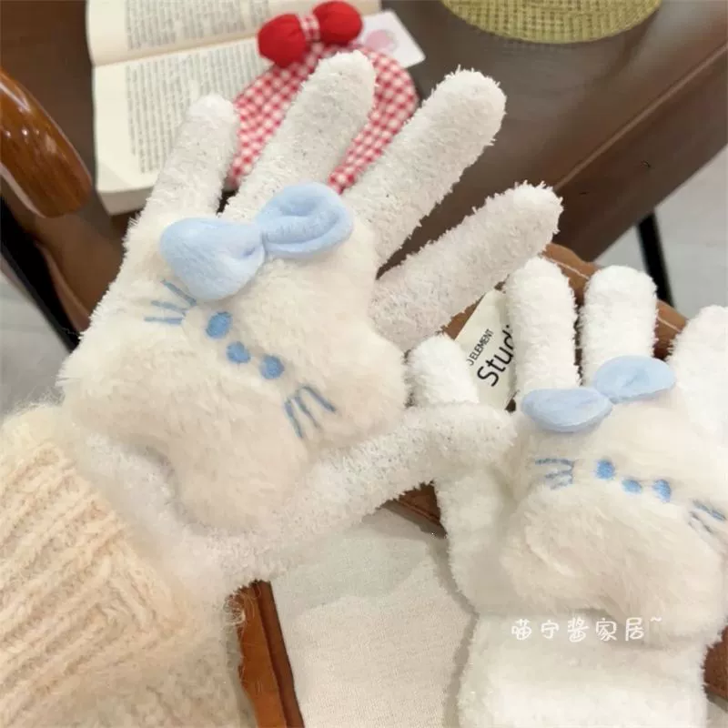 Keep warm gloves with bow