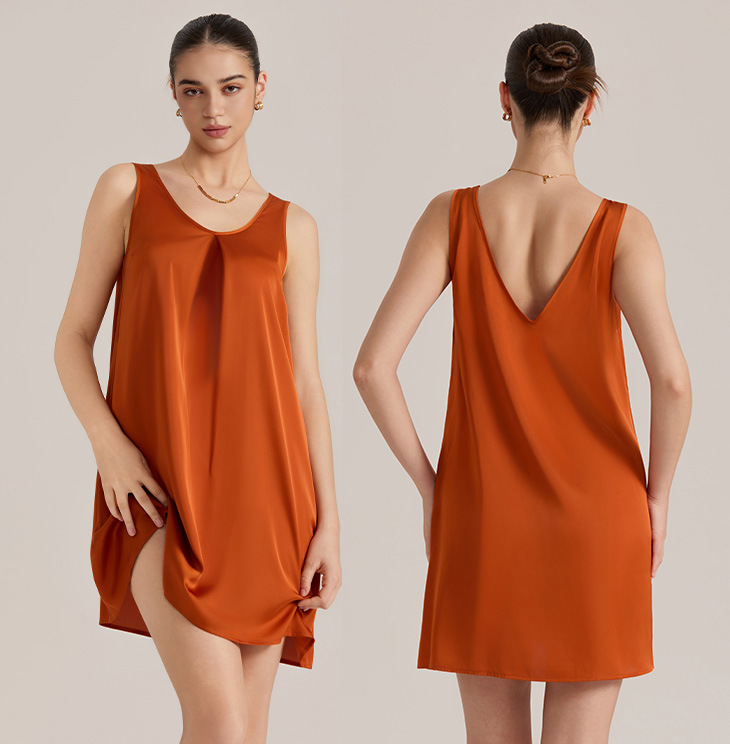 Amazon nuevo pijama de mujer de verano chaleco sin mangas satén chiffón de cuello en V pijama casero ropa casera mujer SQ25929