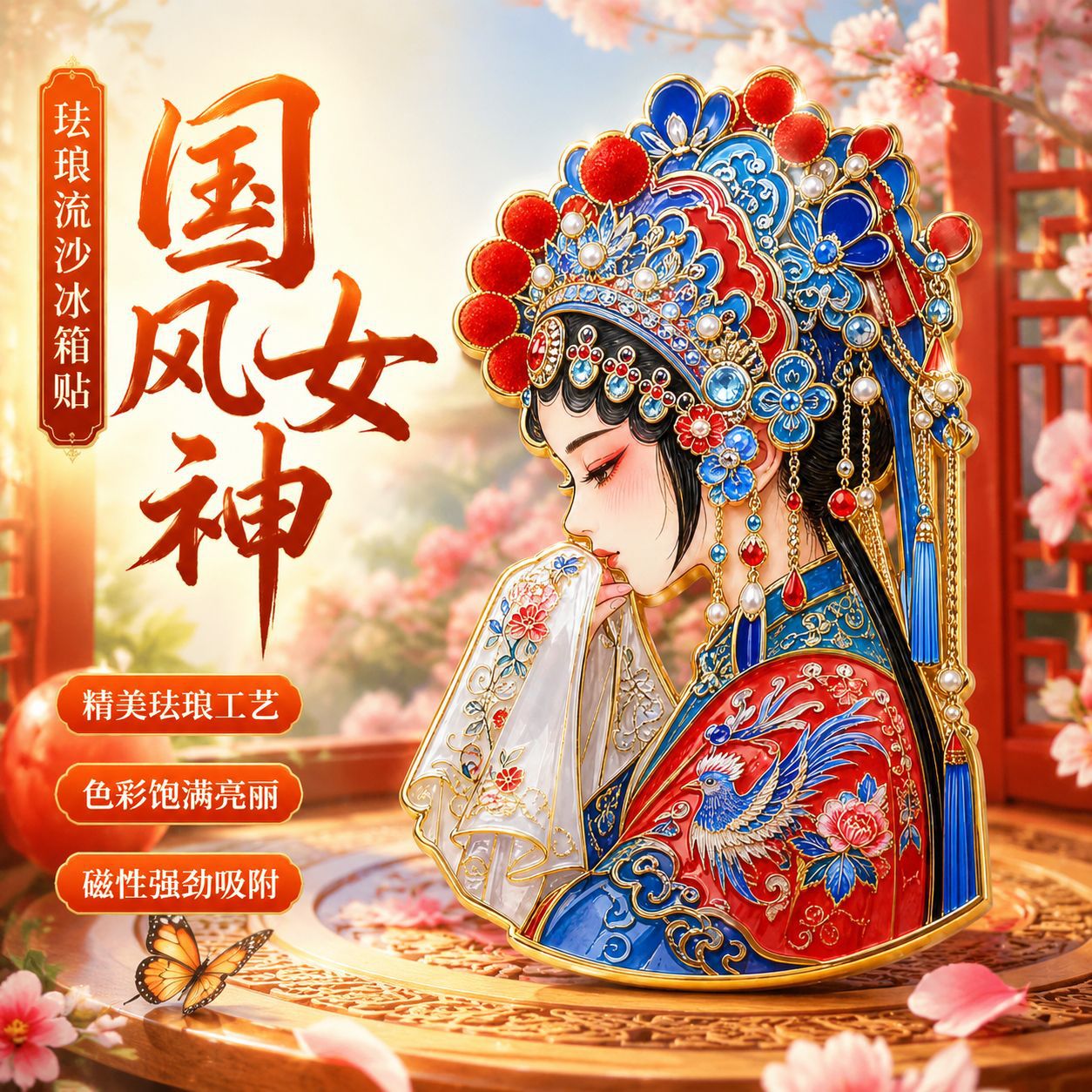 厂家批发侧脸京剧金属冰箱贴照片旅游创意文创旅游纪念品冰箱贴