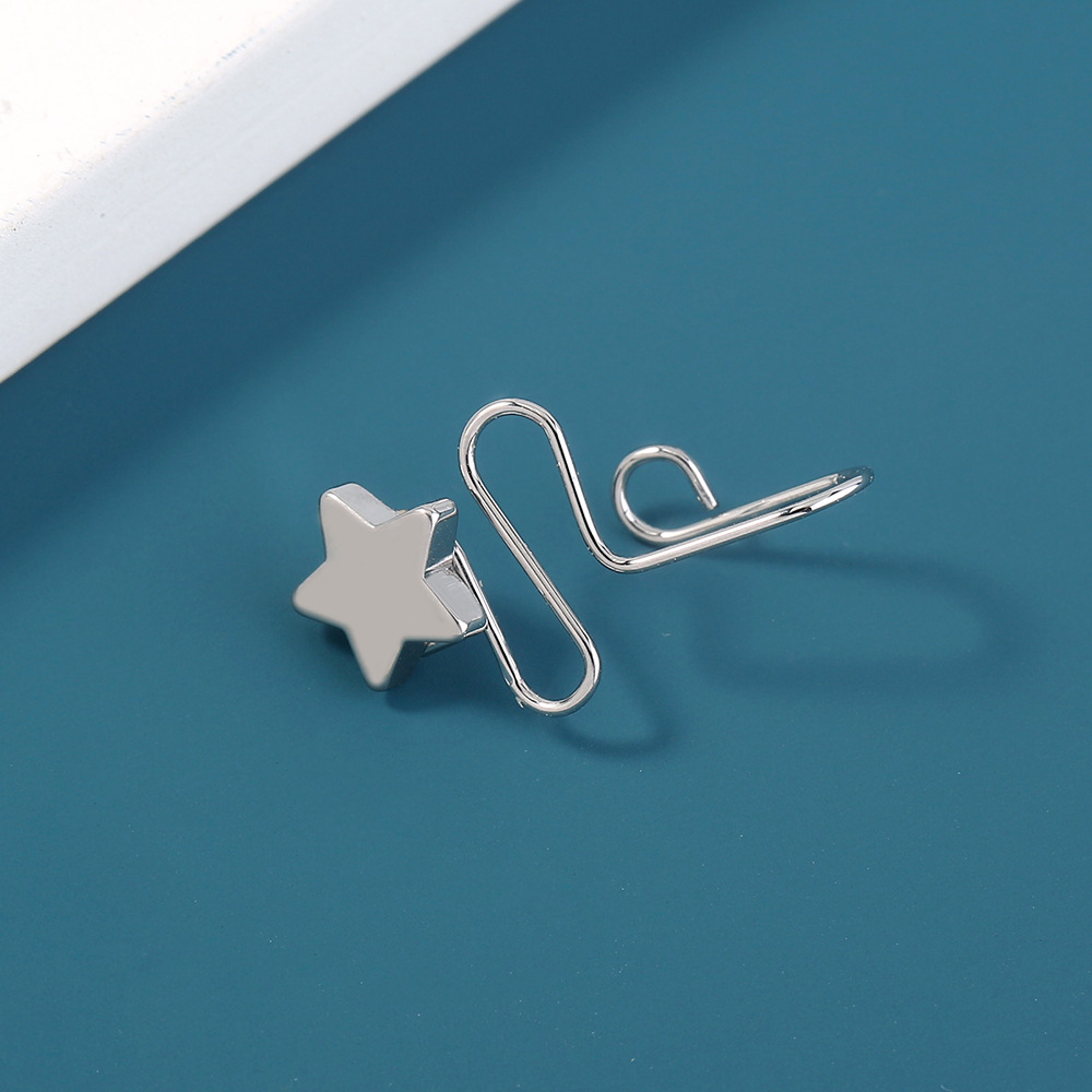 New Non-porous Piercing Stainless Steel Nose Ring Geometric Five-pointed Star Nose Decoration display picture 17