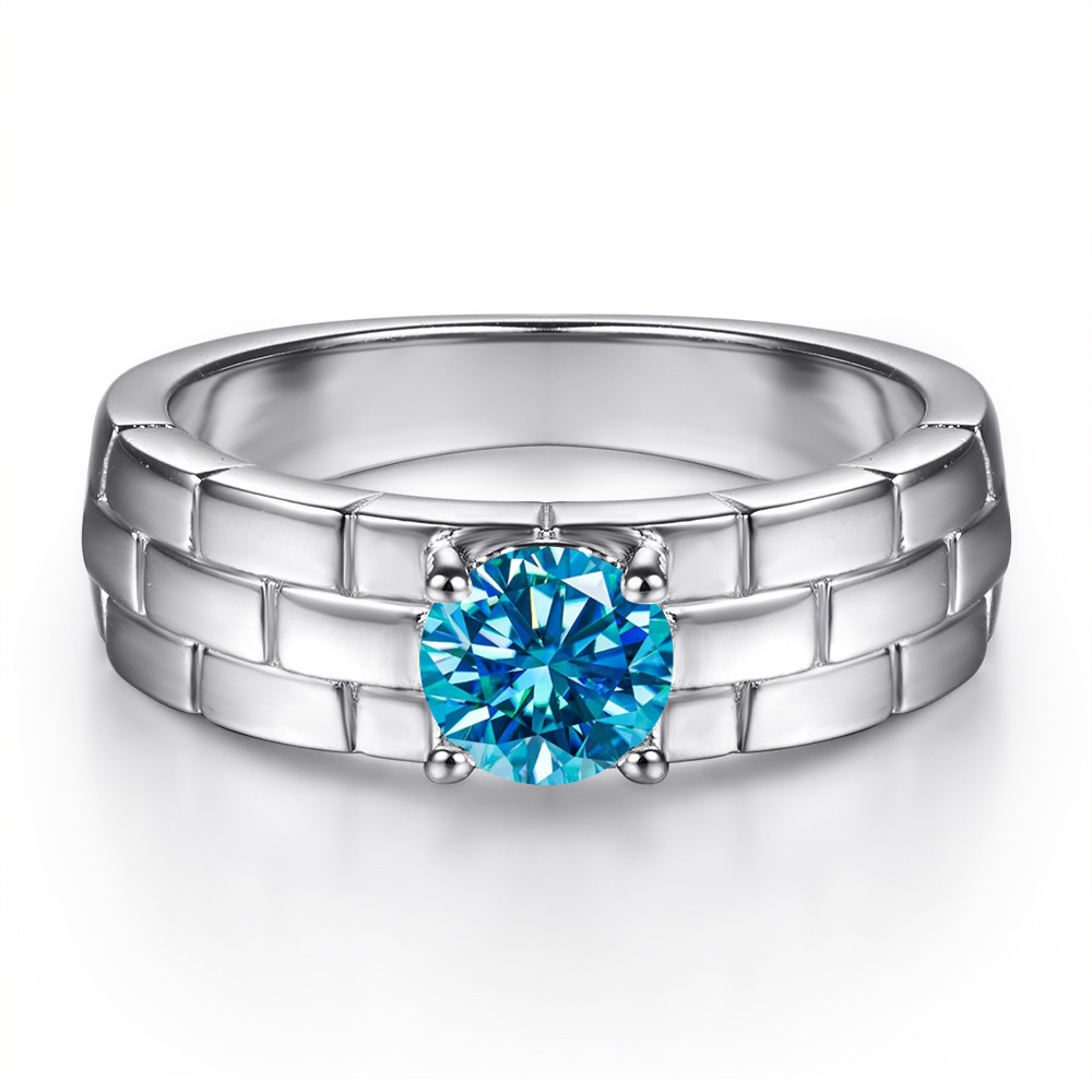 Explosiones transfronterizas 5MM0.5 quilates 925 anillo de plata esterlina creativo de moda correa de reloj con anillo de moissanita