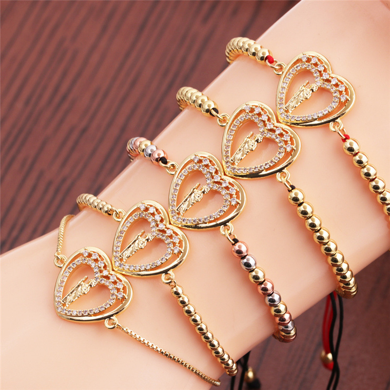 Ethnic Style Zircon Heart Shape Adjustable Bracelet display picture 1