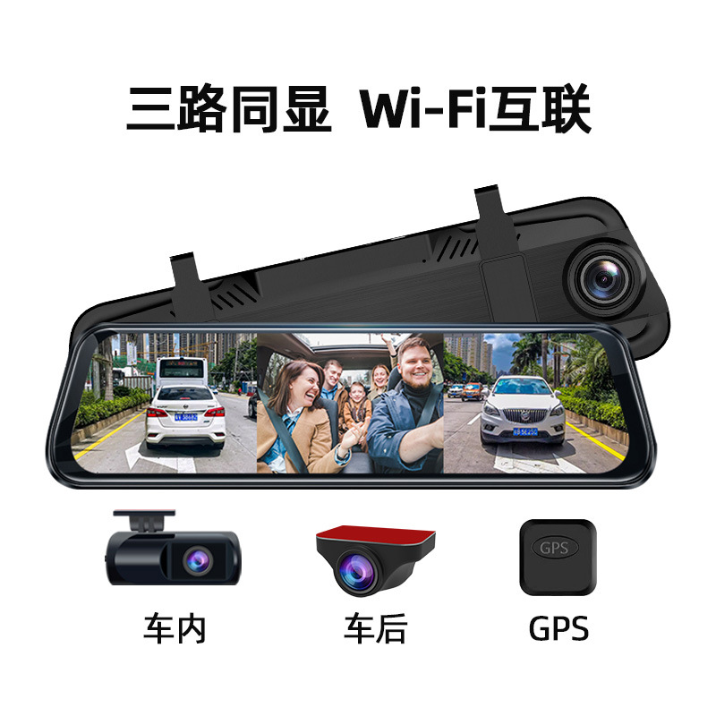 4KストリーミングバックミラーCarPlay Androidオートデュアル録画反転画像スマートナビゲーションドライブレコーダー