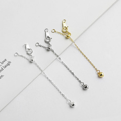 S925 Pure Silver Exquisite Heart Extended Chain DIY Beaded Bracelet Necklace Connector Chain Silicone Pull-Adjustable Tail Chain