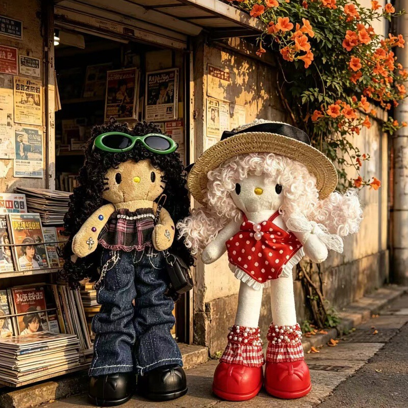 Vintage Everyday Style Long-Legged Kitty Curly Hair Bag Pendant Keychain Bag Accessory Outdoor Versatile Doll Plush Toy for Women Vintage Everyday Style Long-Legged Kitty Curly Hair Bag Pendant Keychain Bag Accessory Outdoor Versatile Doll Plush Toy for Women