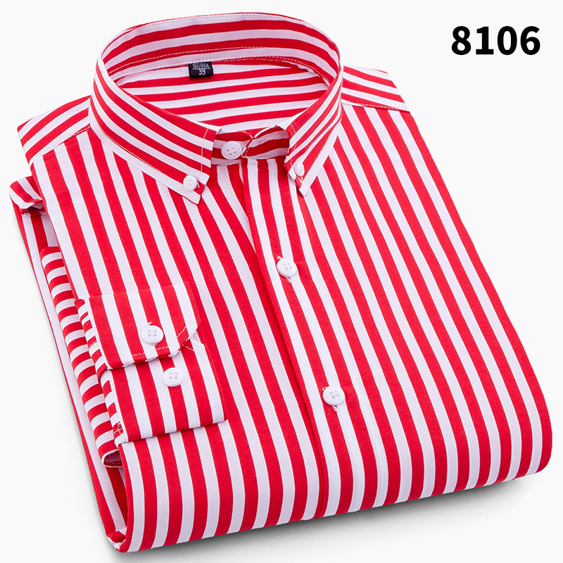 2025 Camisa de solapa de hombre de moda nueva transfronteriza Camisa de hombre de comercio exterior casual de negocios de rayas verticales frescas