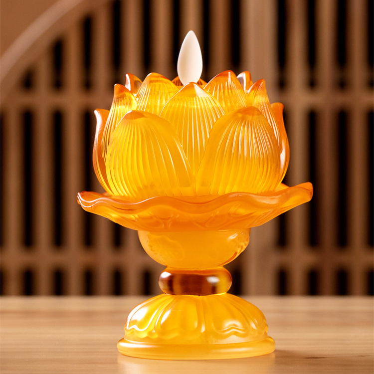 Household Glazed Lotus Buddha Changming Lamp led Battery Simulation Swing Lotus Lamp Windproof Candle Lamp Ornaments