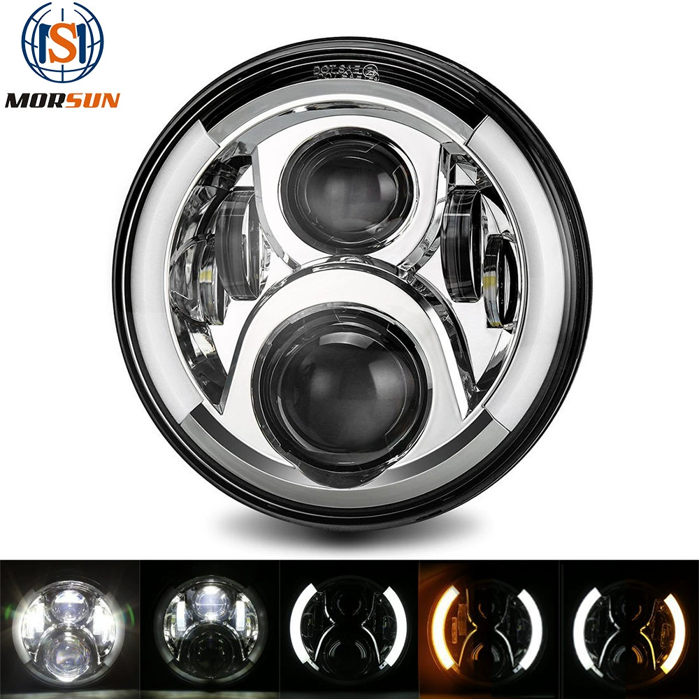 7-дюймовая Двухцветная светодиодная фара Angel Eye Wrangler для фар Jeep Wrangler