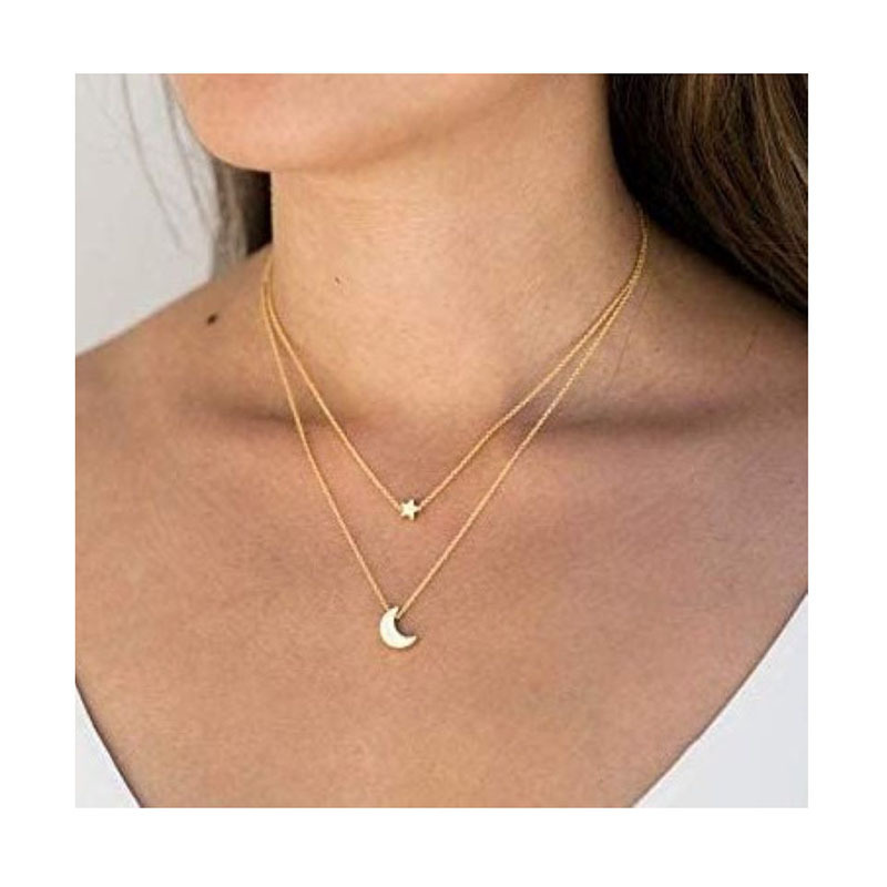 Collar de estrella y luna, estilo minimalista, para mujer – Producto transfronterizo europeo