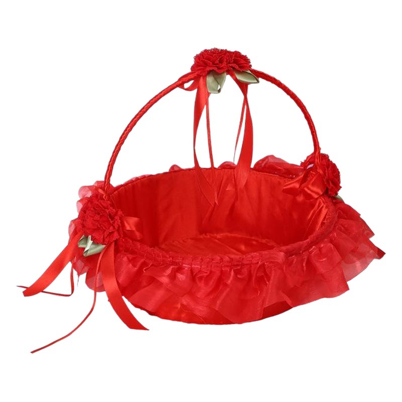 Cesta de flores de boda portátil Ratán tejido azul flor niña cesta de almacenamiento de flores cesta de flores portátil cesta de pétalos Coreanos