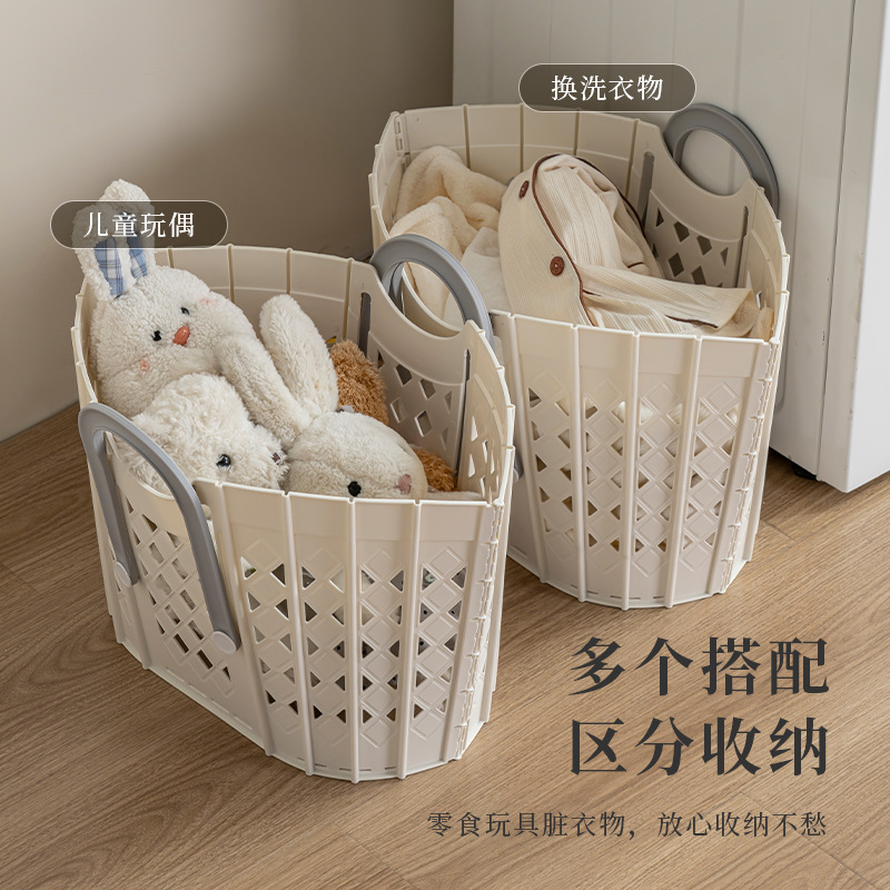 Dirty Clothes Basket Foldableable Household Bathroom Bathroom Laundry Basket Cut Out Large Capacity Dirty Clothes Storage Basket with Handle