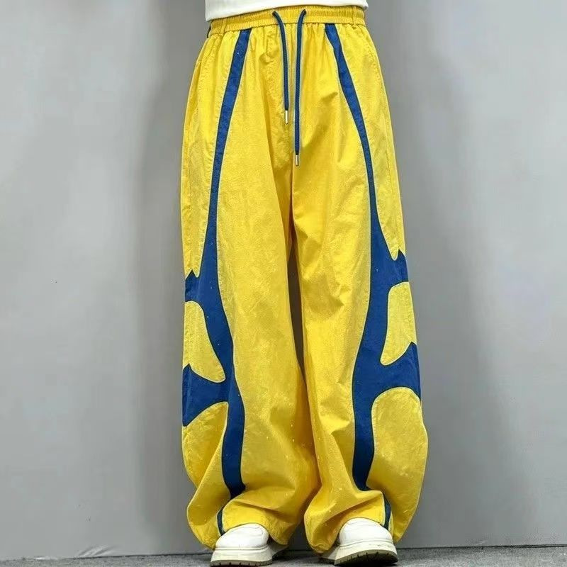 2026 New Style Patchwork Summer Men's Thin Quick-Dry Fashionable Breathable Trendy Versatile Loose Wide-Leg Pants