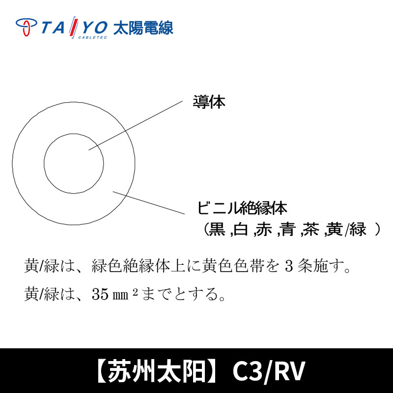 【现货】TAIYO太阳天线C3/RVl电器机器用绝缘电线