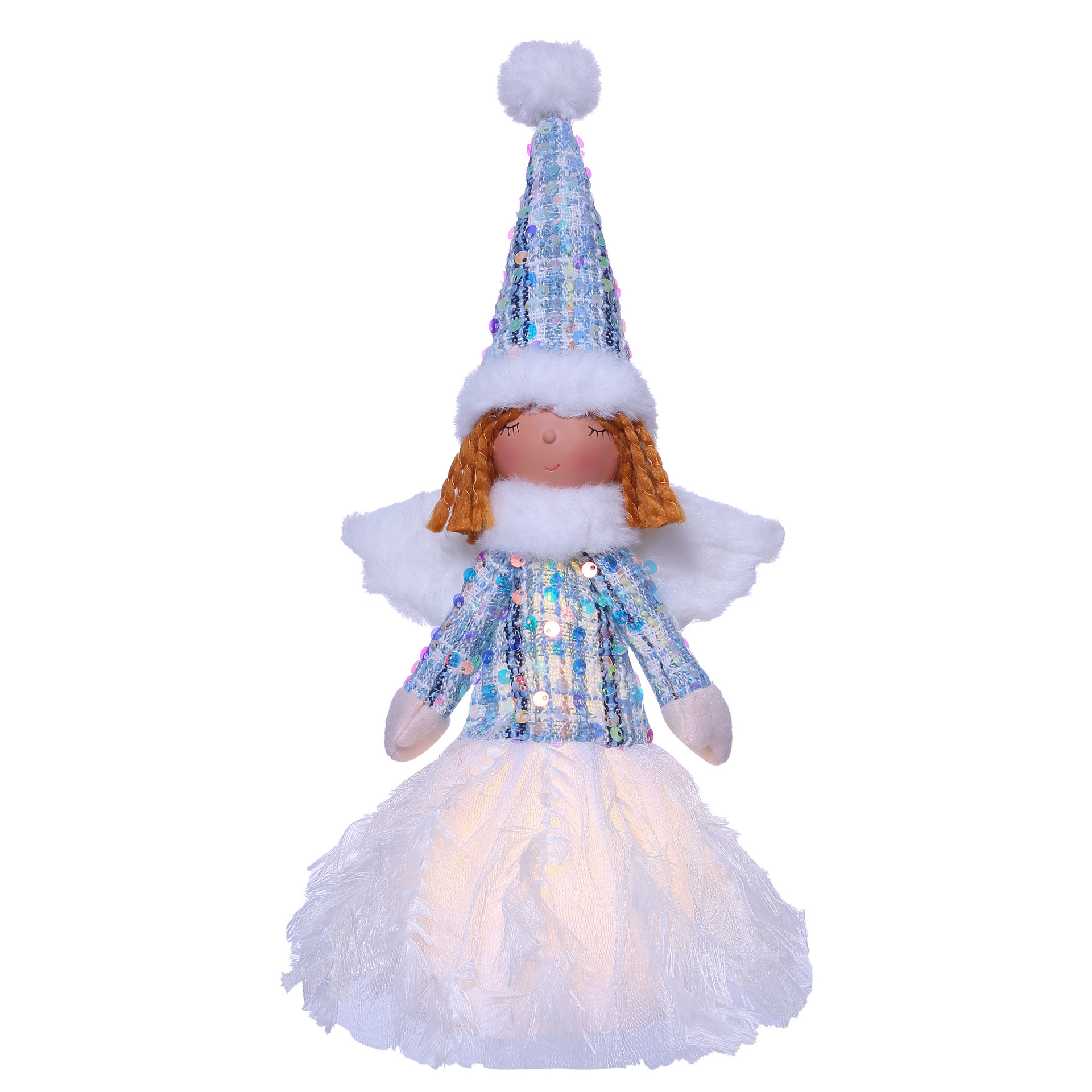 Adorno encantador de ángel de Navidad pareja muñeca decoración de ventana muñeca luminosa transfronteriza decoración de lentejuelas decoración al por mayor