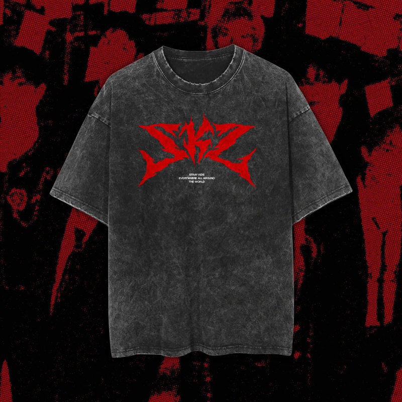 Washed Stray Kids North American Dominate Tour Printed Summer Short-Sleeved T-Shirt Cotton Washed Stray Kids North American Dominate Tour Printed Summer Short-Sleeved T-Shirt Cotton