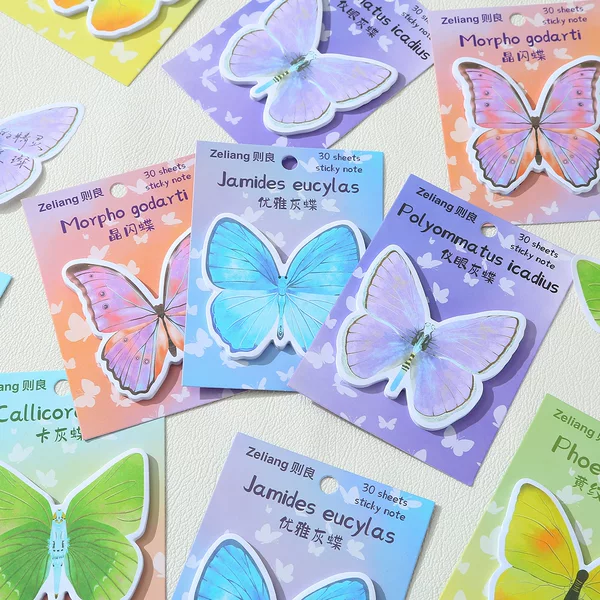 Cross-Border Exclusive Supply of Zeliang Colorful Butterfly Sticky Notes Creative Cartoon Cute Sticky Notes Sticky Notes