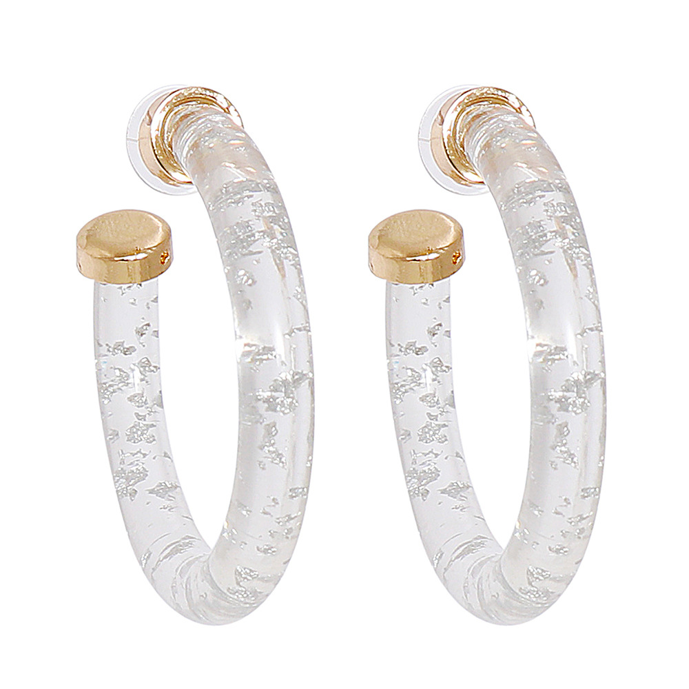 Fashion Nude Resin Transparent C-shaped Earrings