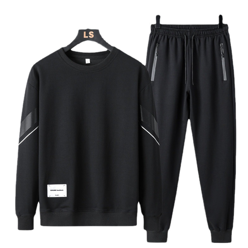 Discutir en vivo explosivo juego deportivo juvenil de mediana edad manga larga camiseta de cuello redondo primavera hombre casual dos pantalones largos