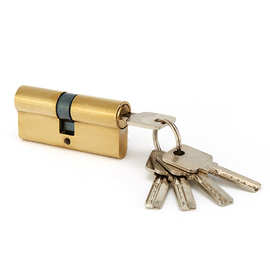 铁壳铜芯镀钛金锁芯5钥匙叶片双开锁芯室内房门锁家用木门锁芯