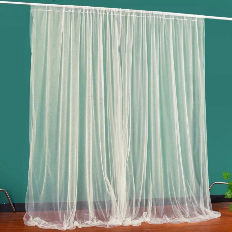 Window Screen White Background Cloth Wearing Rod Mantle Translucent Mesh Gauze Curtain Bedroom Outdoor Finished Light Transmission Curtain Balcony Window