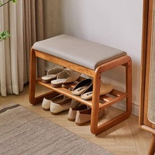 家用门口可坐可收纳换鞋凳现代简约实木软包穿鞋凳玄关长条凳子