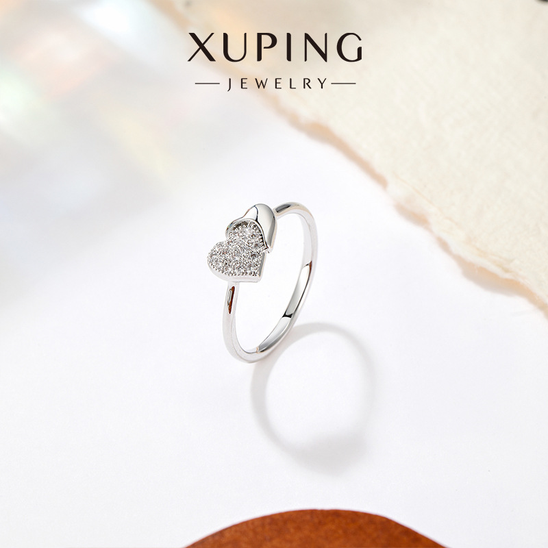 Xuping gemas artificiales románticas anillo de amor simple lujoso temperamento ligero ins viento anillo dulce para la novia joyería