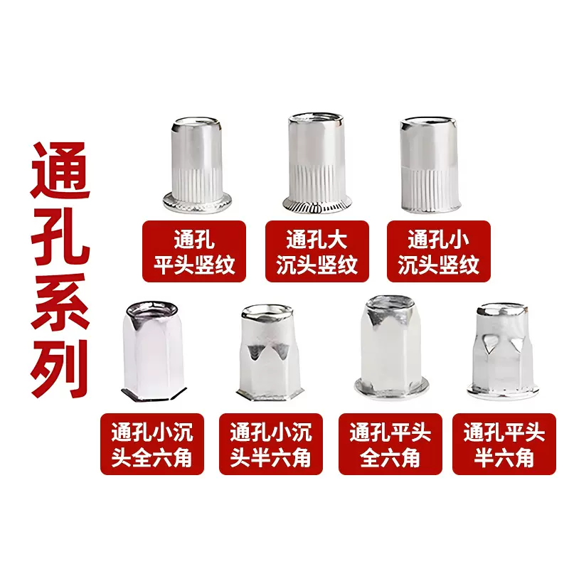304不锈钢平头拉铆螺母盲孔大小沉头竖纹铆螺母M3M4M5M6M8M10M12
