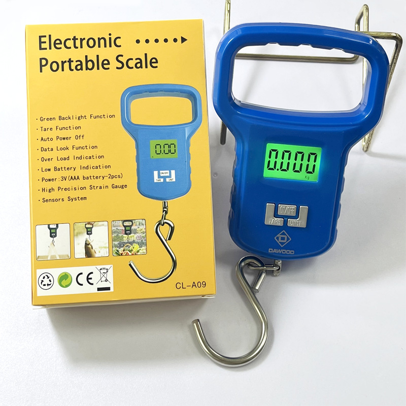 Factory Direct Supply 50kg Portable Electronic Hand Scale Fish Scale Express Delivery Handheld Electronic Scale A09 Hook Scale