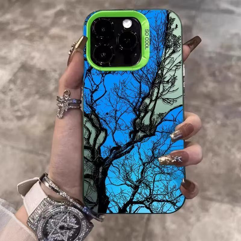 Nuevo árbol antiguo azul para iPhone 16 funda para teléfono móvil Apple 15promax/14 personalidad 13pro12 Europa y América