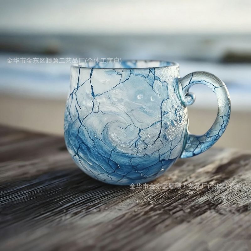 跨境新品热销Sea Wave Mug海浪马克杯咖啡杯树脂不锈钢海螺贝壳|undefined