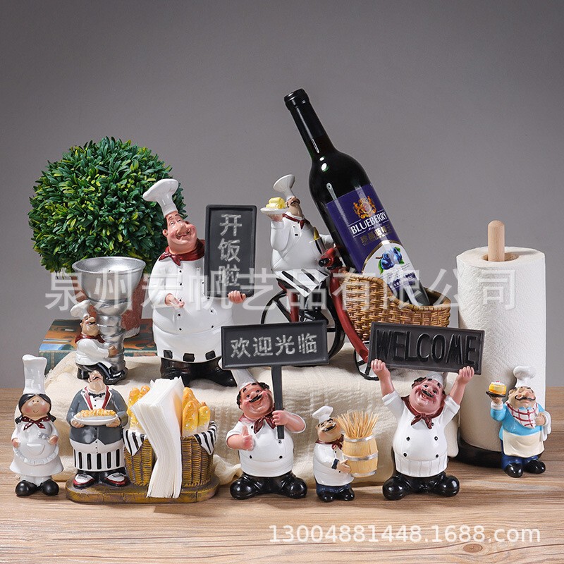 Simple Modern Chef Ornaments Resin Crafts Creative Ornaments Fashion Home Decoration Small Ornaments for Kitchen and Restaurant