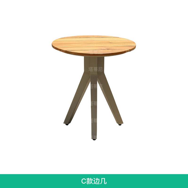 Balcón mesa de café pequeño apartamento sala de estar hogar Luz al aire libre lujo moderno Mesa Redonda de madera maciza mesa lateral de aleación de aluminio al aire libre image 8