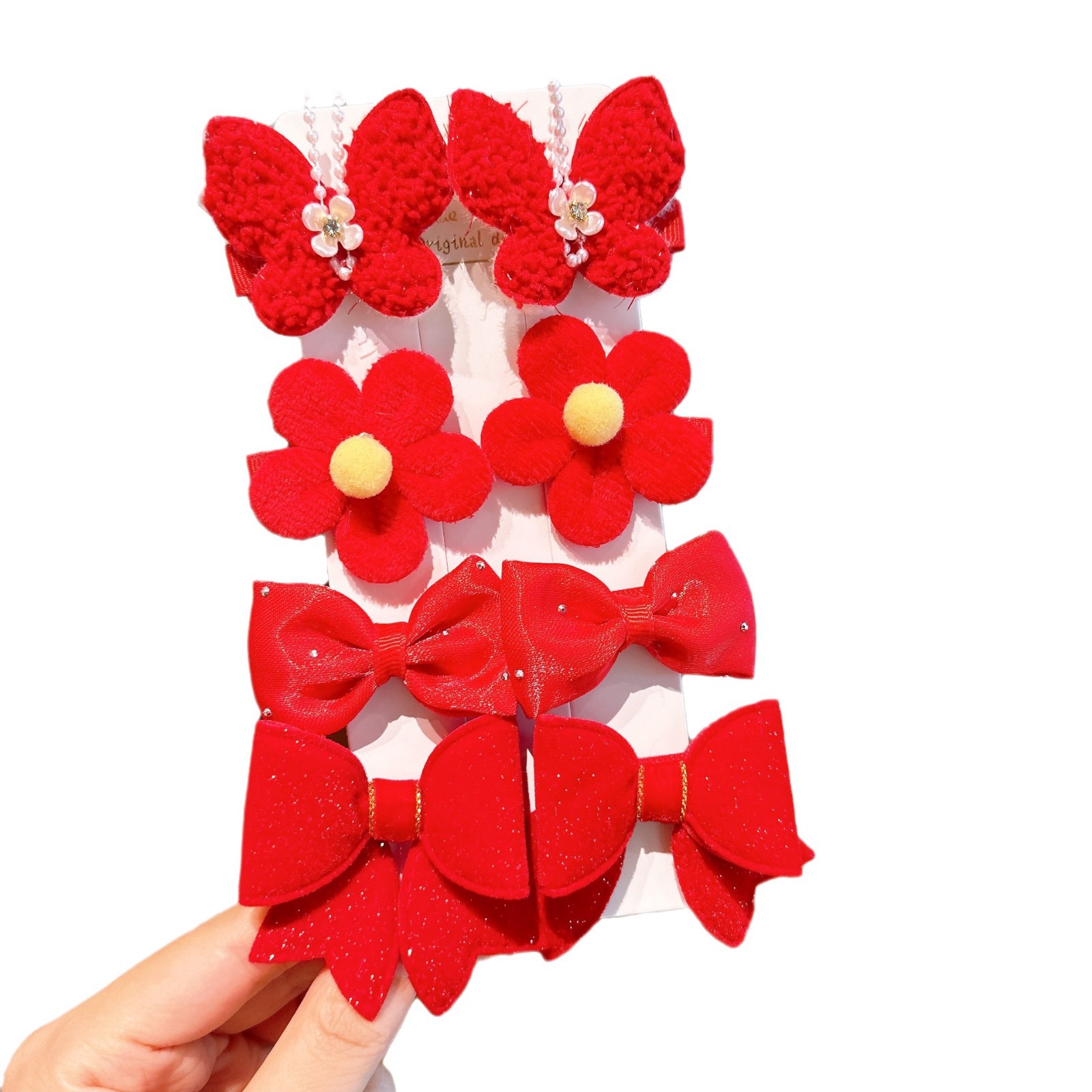 Nuevo traje de horquilla de Año Nuevo para niños Festival de primavera Festival festivo rojo chino clip niña flequillo clip al por mayor