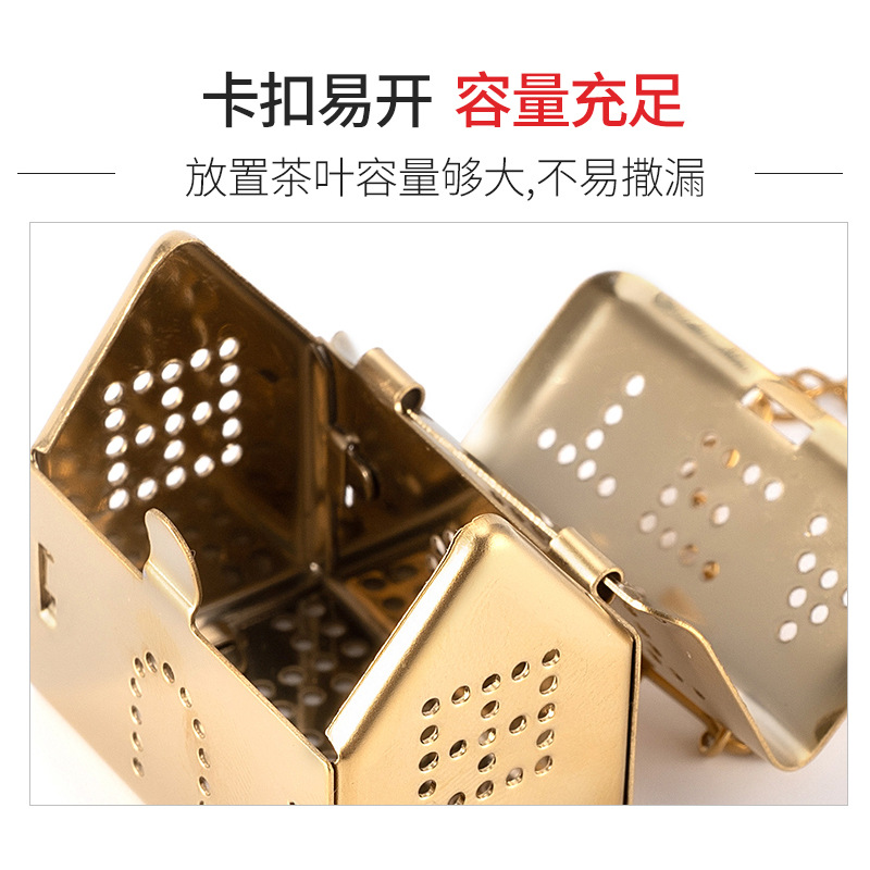 304 stainless steel small house tea ball tea filter creative shape titanium gold tea infuser office flower tea brewer