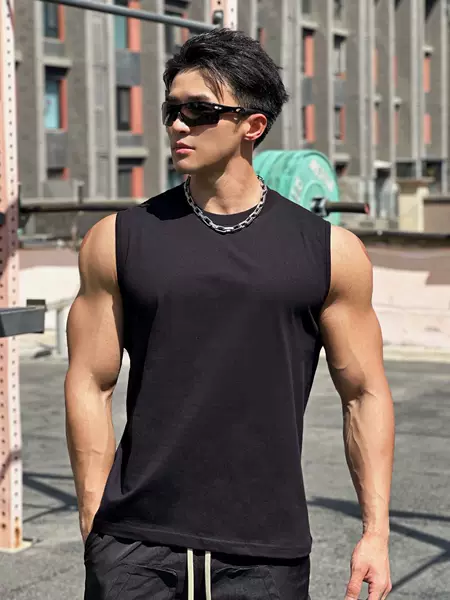 Muscle Fitness Brothers Summer New Wide Shoulder Vest Men's Top Outdoor Running Casual Sports Sleeveless Cotton