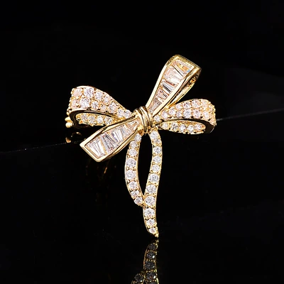 New Bowknot Ribbon Brooch with a Light Yaxa sancaqları - gold-xr17130