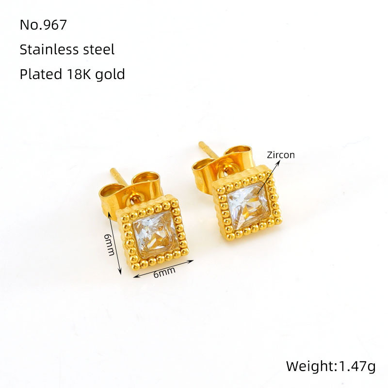 Estilo europeo y americano INS Zircon Stud pendientes nicho diseño de acero inoxidable oreja hueso Stud francés de alta calidad de titanio pendientes de acero al por mayor