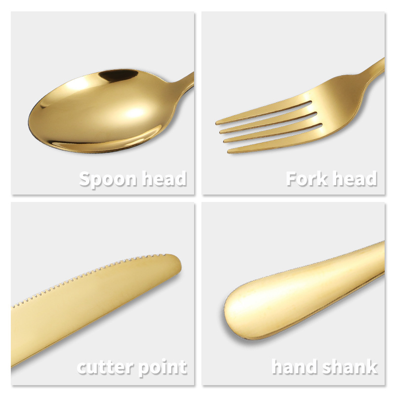 1010 Acero inoxidable 6 paquetes Cuchillo de mesa Cuchillo de carne Cuchara de comida occidental Cuchara Cuchara de postre Juego de vajilla de alta gama para hotel