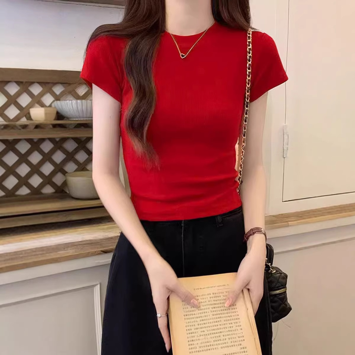 Zhenghong camiseta de manga corta camiseta de base de mujer 2026 primavera y otoño nuevo comercio exterior ropa de mujer coreana delgada chica caliente con camiseta superior