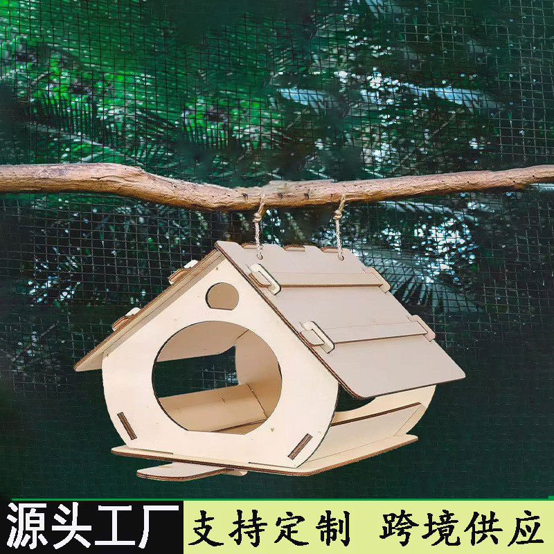 Cross-Border Wooden Crafts Birdhouses, Graffiti Birdhouses, Wooden Crafts Factory Custom Wholesale Craft Ornaments