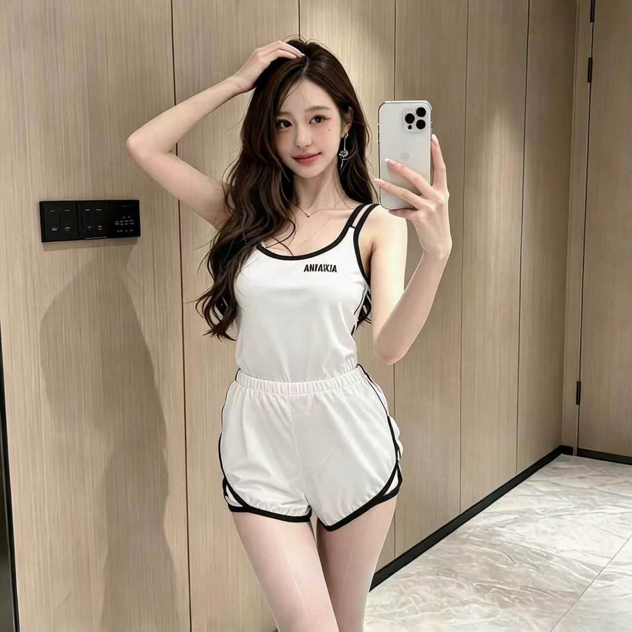 Japanese-Style Triangle One-Piece Swimsuit with Chest Pads, Quick-Dry Slimming White Set — detail image 5