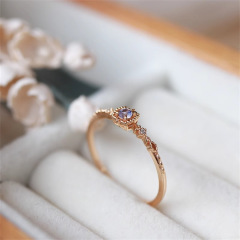 日系紫色鋯石戒指女不掉色簡約纖細氣質開口指環輕奢高級感食指戒