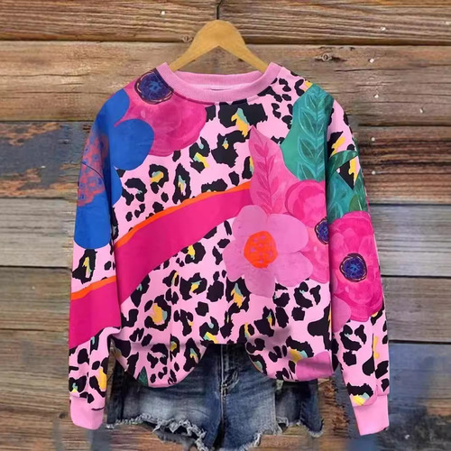 Summer 2025 Fashion Casual Fresh Floral Women's Long Sleeve Round Neck Sweatshirt Best Selling Autumn Women's Clothing on Independent Station