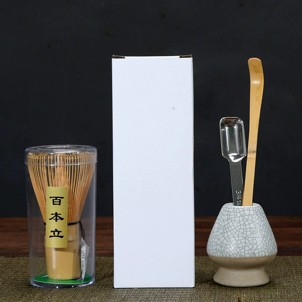Moon White + Open Slice Textured Tea Spoon Stand + Hundred Bend Stand + Stainless Steel 304 Spoons + Tea Pulling + Box