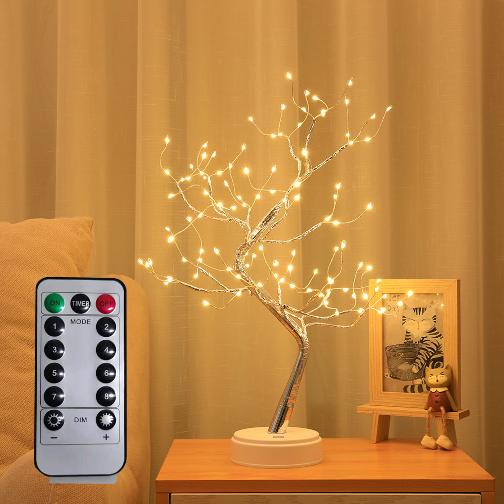 Nuevo control remoto RGB luz del árbol de Amazon LUZ DE Navidad LED de alambre de cobre grano de arroz luz del árbol de la noche estrellada luz de la secuencia