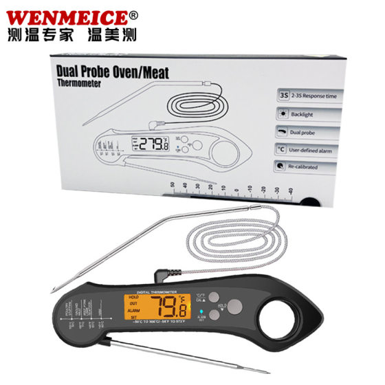 Cross Border Hot Sale Double Probe Folding Barbecue Barbecue Thermometer Waterproof Electronic Kitchen Oven Food Thermometer