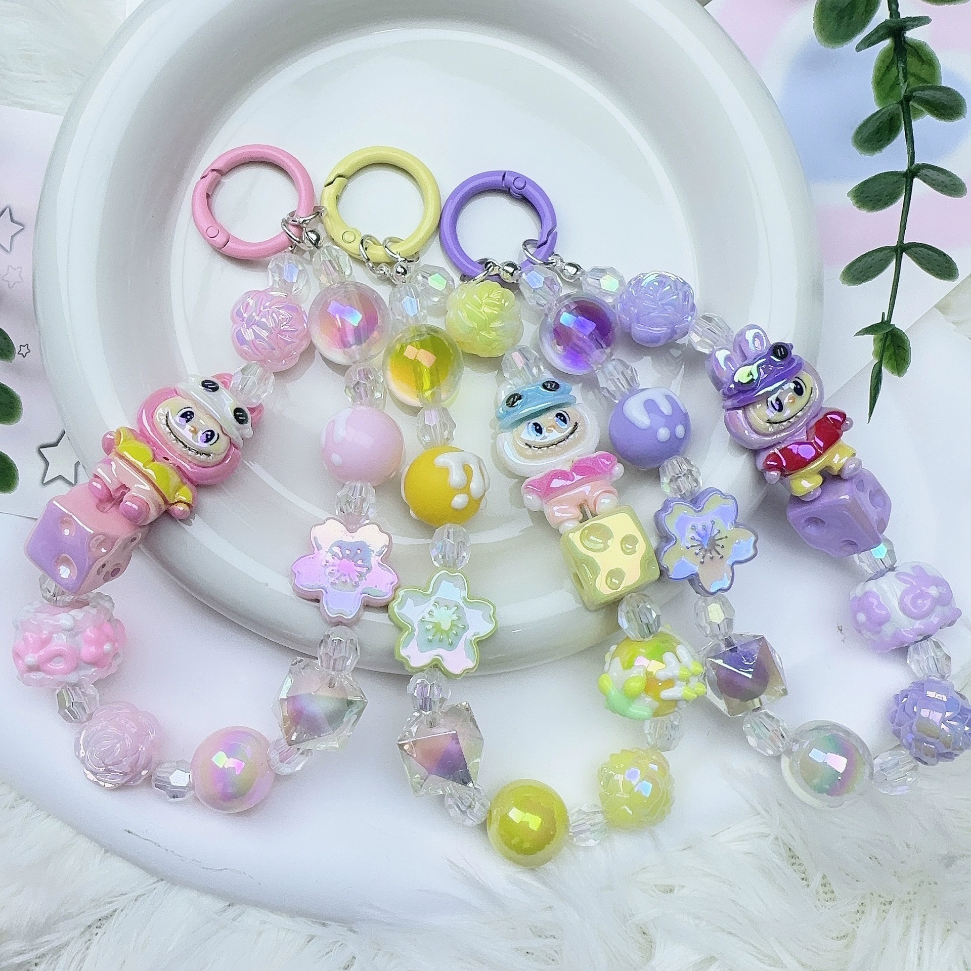 Креативный милый кролик, плюшевая кукла, бисерная цепочка для мобильного телефона, подвеска для школьной сумки, брелок для ключей, маленький подарок