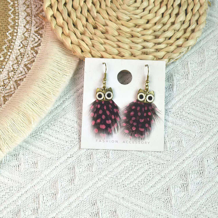6g Weight Alloy Ear Needle Material Drop Earrings Classification 1 Pair Quantity Casual Occasion Alloy Material Owl Pattern Women's Gender Plating Design Ethnic Style Style 1 Pair Ethnic Style Owl Plating Alloy Feather Drop Earrings 7